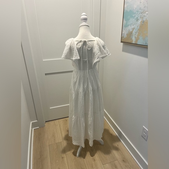 Madewell Tie Back Flutter Sleeve Tiered Midi Dress White Cottagecore 00 NEW - Picture 7 of 12